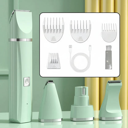 Kit de toilettage rechargeable 4-en-1 pour animaux de compagnie – Tondeuse électrique pour poils de chien et de chat, tondeuse pour pattes et visage, rasoir pour toilettage à domicile
